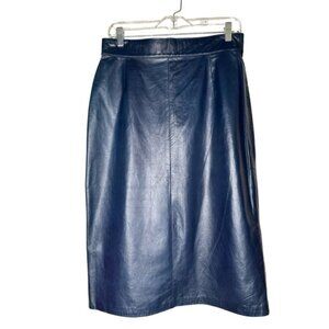 Begedor Italia Vintage Leather Skirt - Navy Blue, size 12, NWT